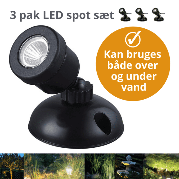 Lys til havedam - 3 pak LED spot lys under vand