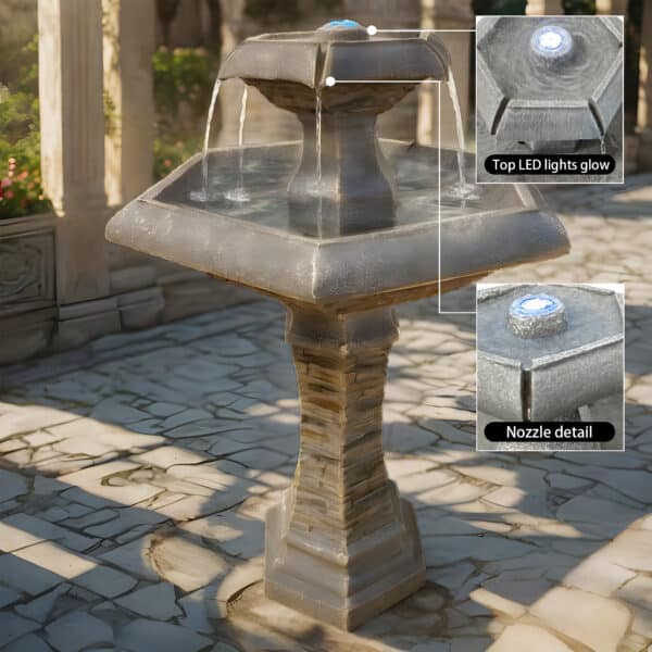 Hexagon Elegance Springvand med LED lys - Image 4