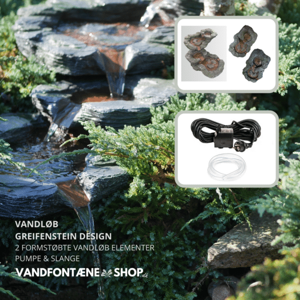 Vandløb formstøbt element sæt med pumpe (Greifenstein design) - Image 2