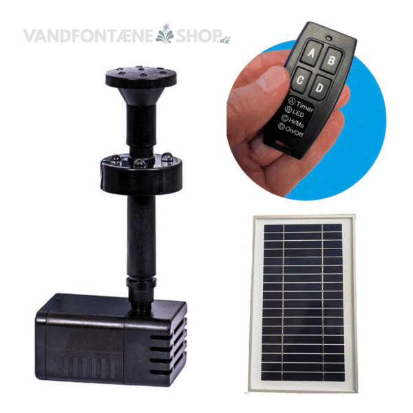 Solcellepumpe 250 l/h m. LED lys og batteri - Image 2
