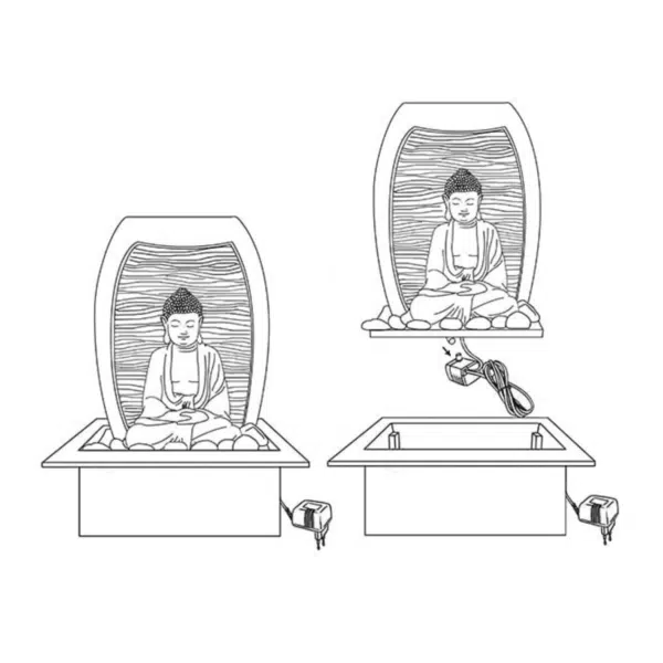 2 Buddha Indendørs vandfontæner med LED lys (sæt) - Image 3