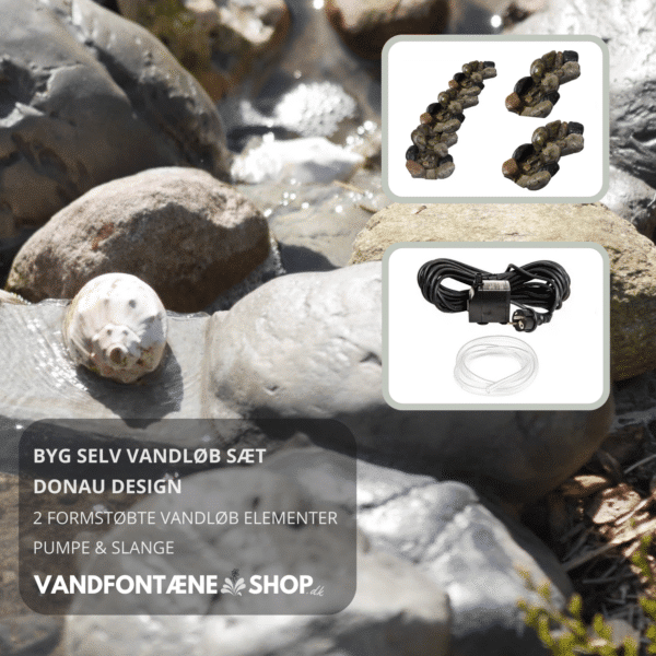 Vandløb formstøbt element sæt med pumpe (Donau design) - Image 2