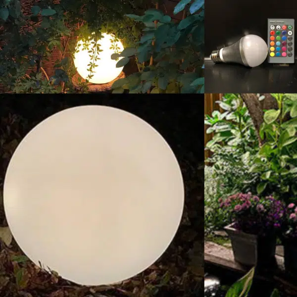 Lysglobe sæt 2 stk. (25 cm + 35 cm) med pærer + fjernbetjening - Image 2
