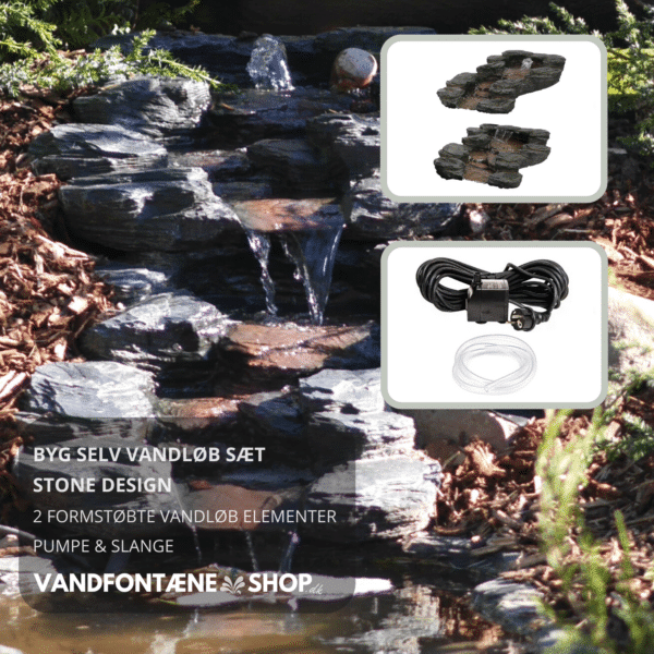 Vandløb formstøbt element sæt med pumpe (Stone design) - Image 2